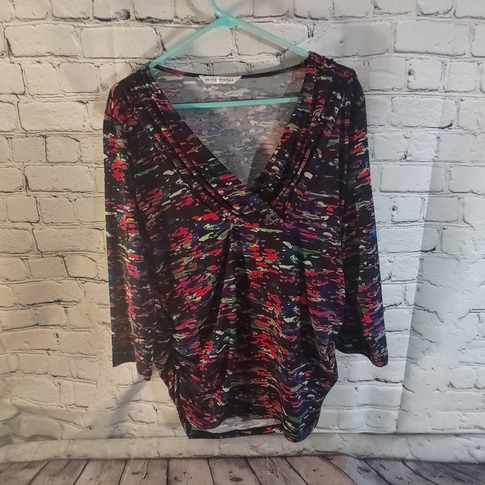 Peter Nygard 80's Draped Neck Tunic L Stretchy Top Beach Coverup Pink